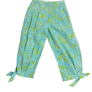 Vintage Lilly Pulitzer Capri Pants Aqua/Lime Chrysanthemum **RARE PRINT**